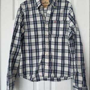 Hollister Blue and White Casual Button Down Shirt